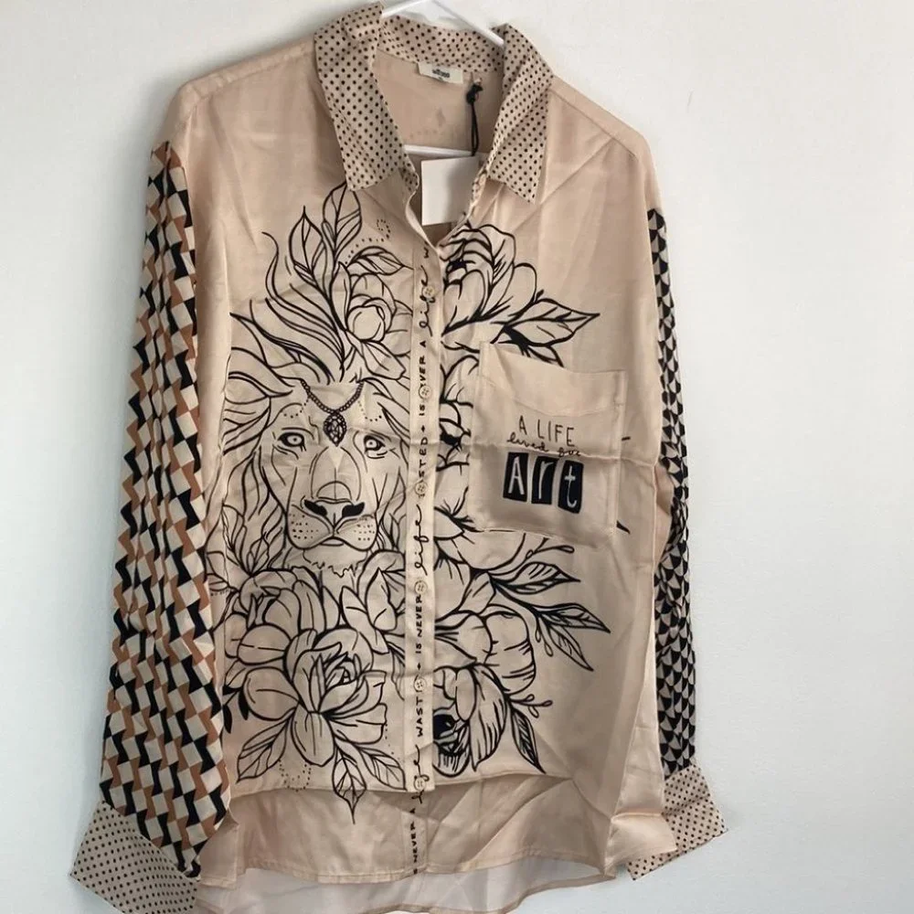 Me369 Scarlett Tattoo Print Silk Shirt - Picture 11 of 12